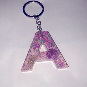 Letter A Resin Keychain